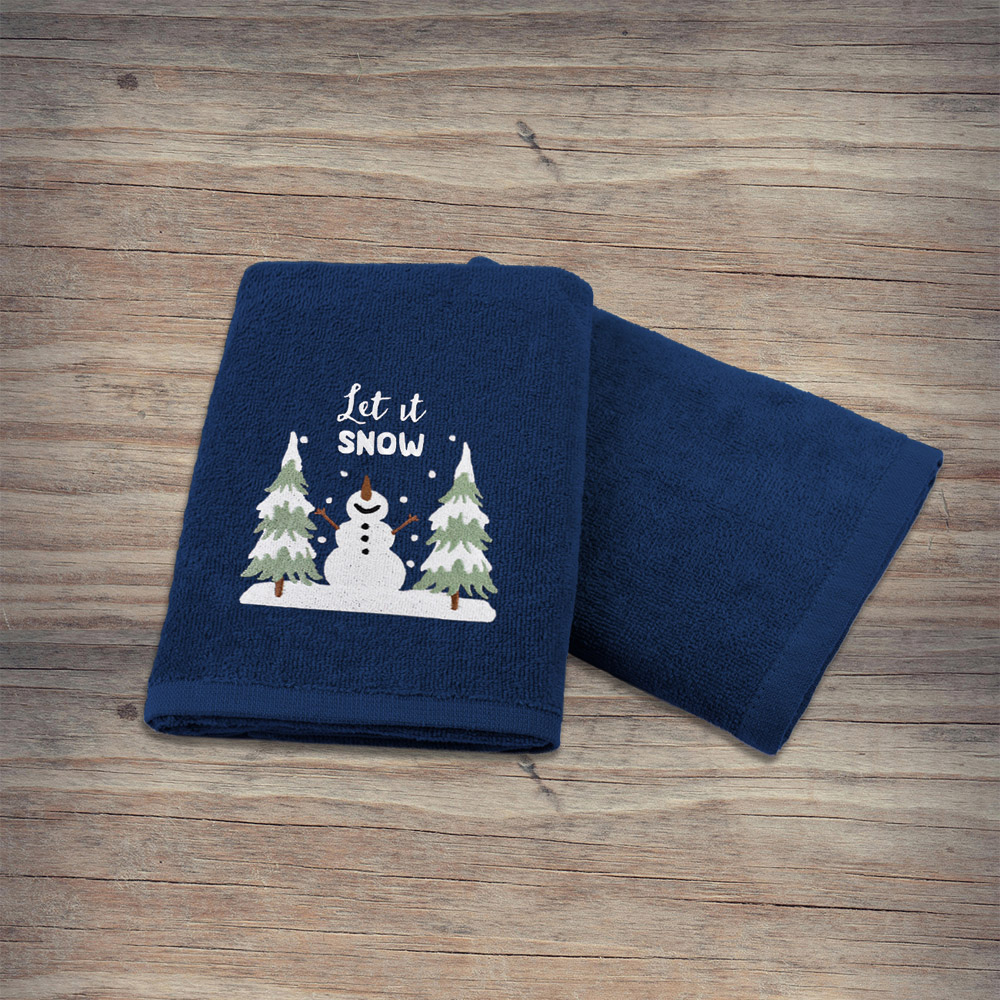 Noel Square Let It Snow Navy Hand Towel 2 Pack Image 5
