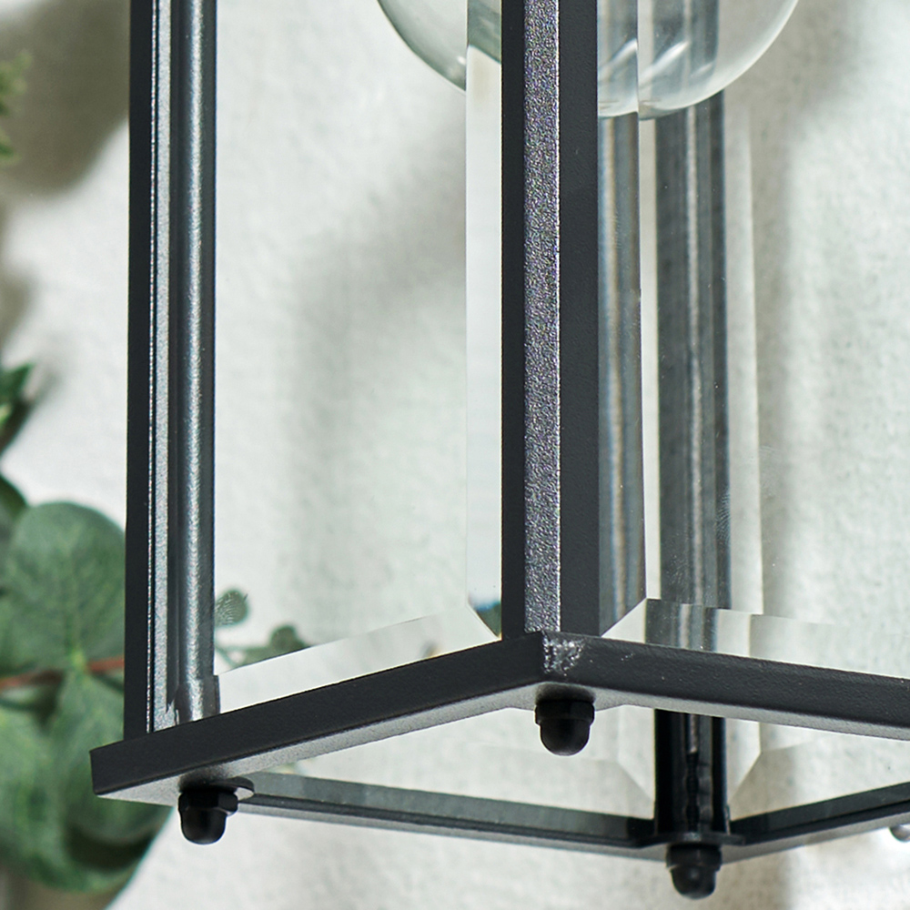 Zink Ceres Black Bevelled Glass Lantern Wall Light Image 5
