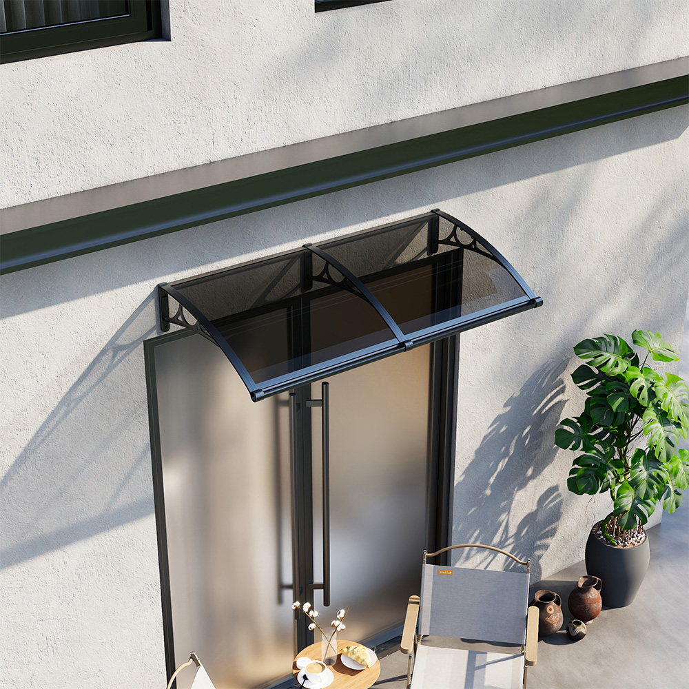 Living and Home Dark Grey Curved Door and Window Canopy 1.6 x 0.8m Image 7