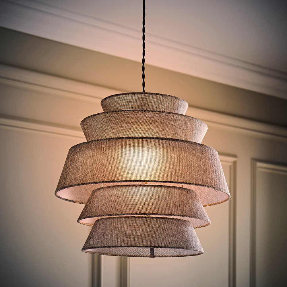 ValueLights Valerie 5 Tier Grey Linen Ceiling Lamp Shade Image 2