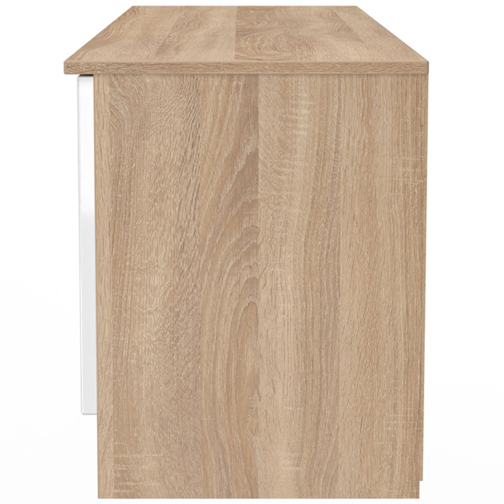 Crowndale Milan 2 Door 2 Drawer White Gloss and Bardolino Oak Wide TV Unit Ready Assembled Image 3