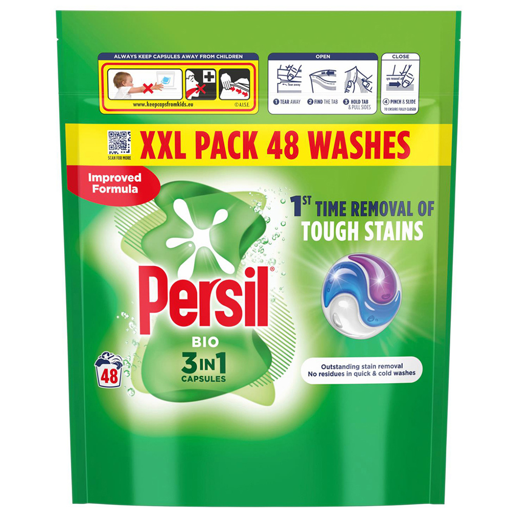 Persil Bio 3 in 1 Washing Capsules XXL 48 Washes 6 Pack Image 2