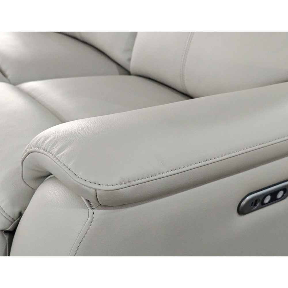 Aspire Kingsmere Light Grey Leather Power Recliner Armchair Image 5