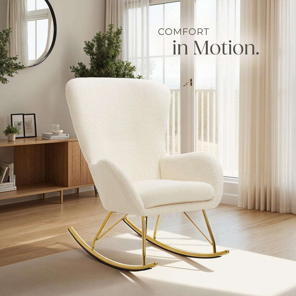 tectake Cream and Gold Swing Rocking Chair Image 8