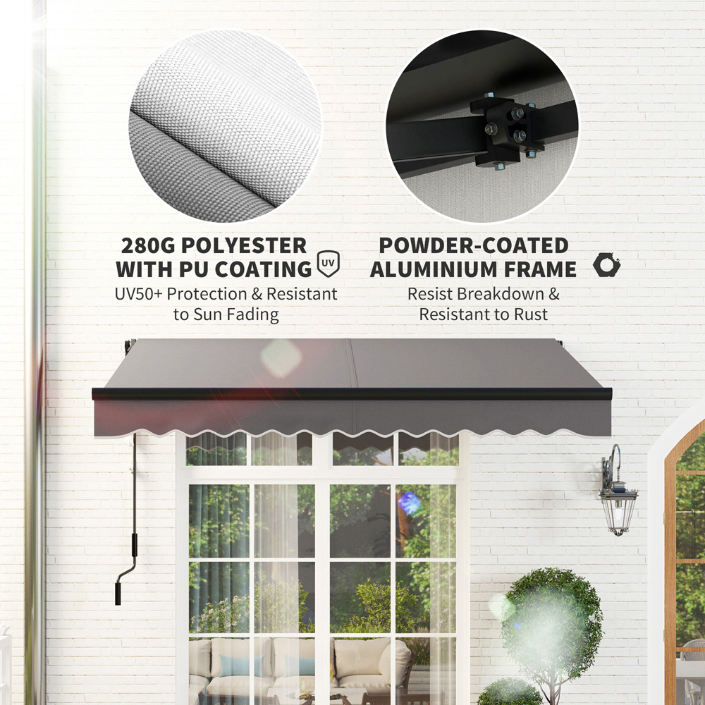 Outsunny Grey LED Electric Retractable Awning with Remote 3 x 2.5m Image 6