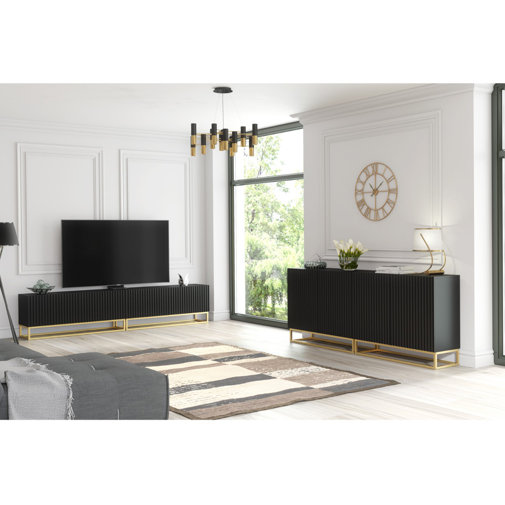 Creative Furniture Ripple Duo Black 2 Fluted Door TV Unit Image 8