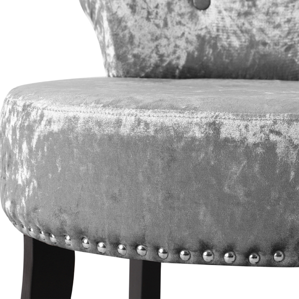 Living and Home Silver and Grey Ice Velvet Button Tufted Vanity Chair Image 6