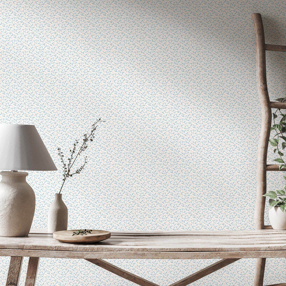Hoopla Walls Purity Dotty Vine Blue Wallpaper Image 2