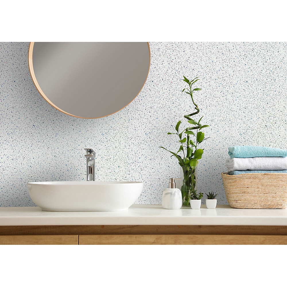 Proclad Aquabord PVC White Sparkle Tongue and Groove Shower Panel with Edge Trim and Adhesive Image 2