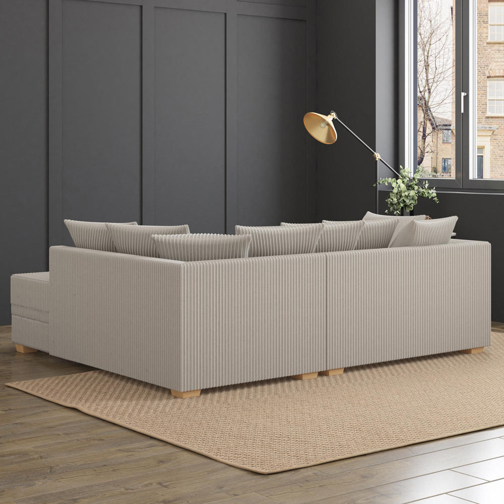 Modo 3 Seater Stone Jumbo Cord Right Hand Scatter Back L-Shape Corner Sofa Image 8