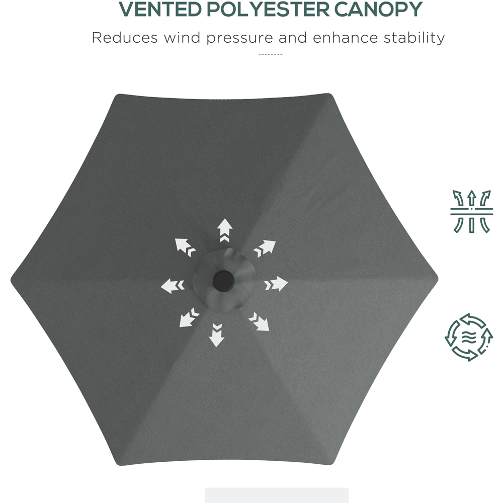 Outsunny Dark Grey Solar LED Cantilever Parasol with Cross Base 3m Image 6