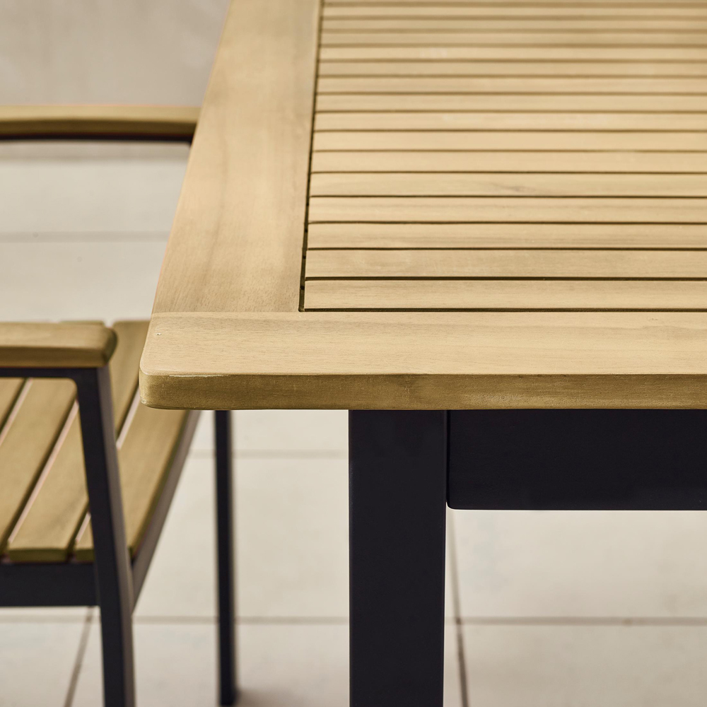 Furniturebox Mallow 6 Seater Teak Finish Wood Outdoor Extending Dining Set Image 2