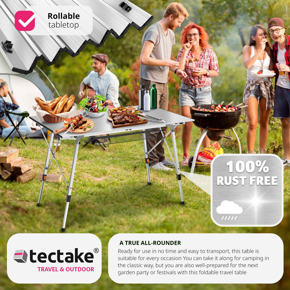 tectake Silver Adjustable and Foldable Camping Table Bastian Image 3