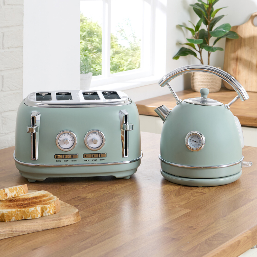 Kitchen Master 4 Slice Retro Toaster Sage Image 9