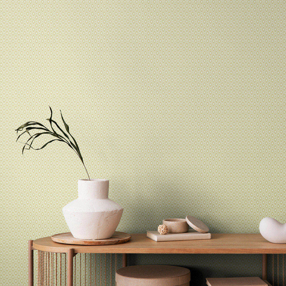 Hoopla Walls Purity Ditsy Diamond Green Wallpaper Image 2