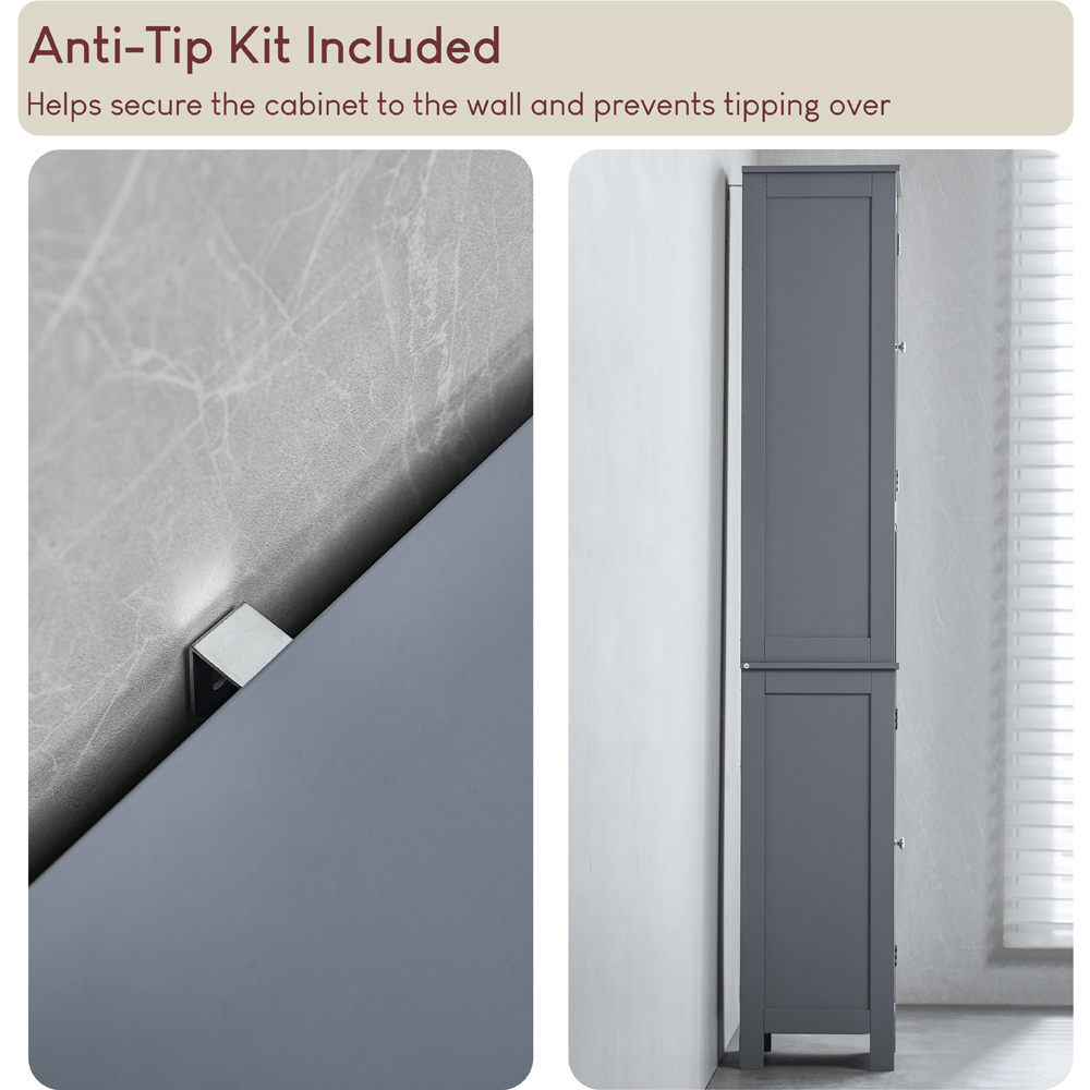 BATH VIDA Priano 2 Door Single Shelf Grey Floor Standing Bathroom Cabinet Image 7