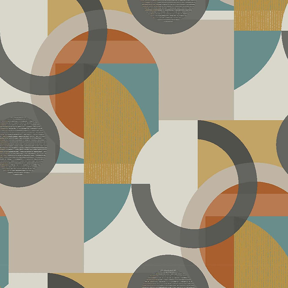 Next Retro Shapes Geo Orange Wallpaper Image 1