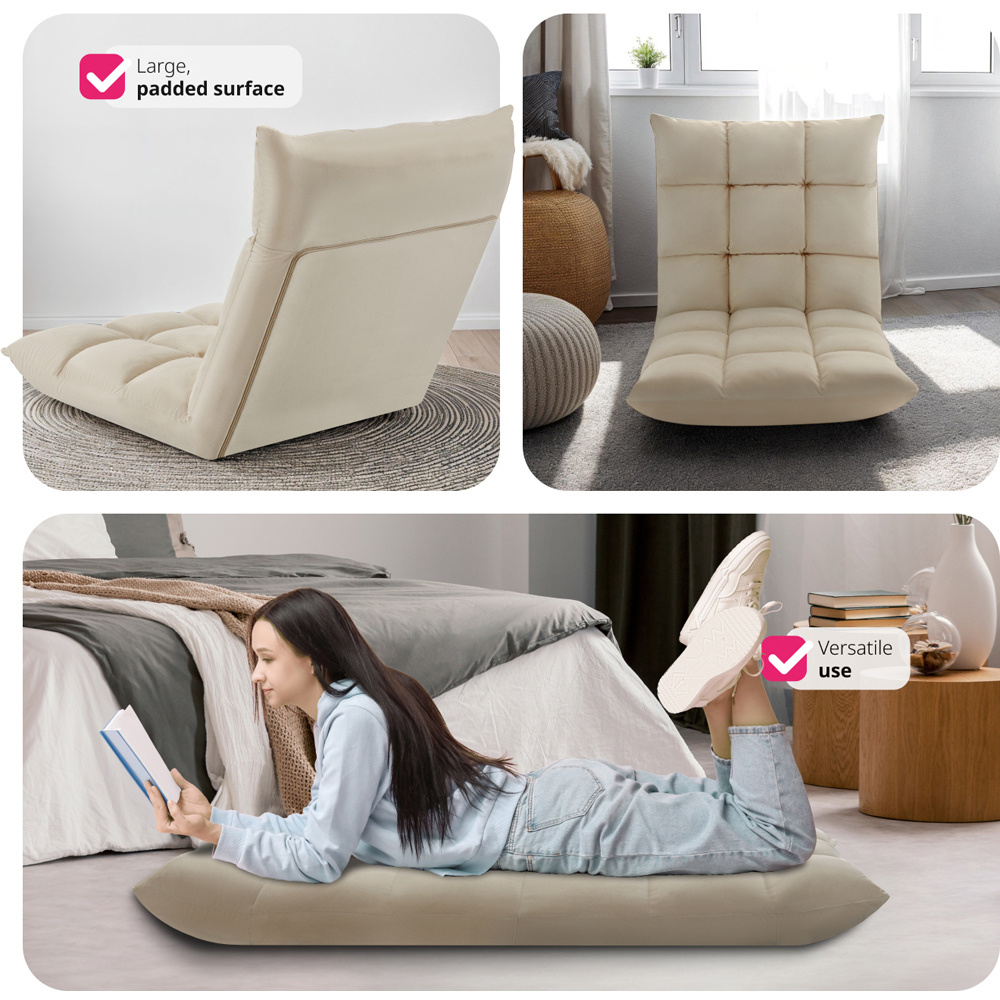 tectake Snooze 2 in 1 Beige Recliner Armchair and Lounger Image 7