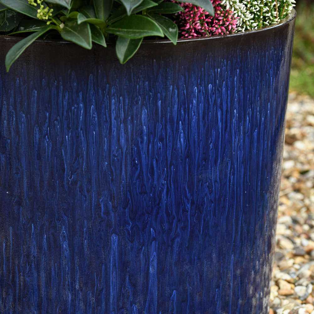 Garden Gear Ocean Blue Glazed Cylinder Planter Set of 3 Image 3