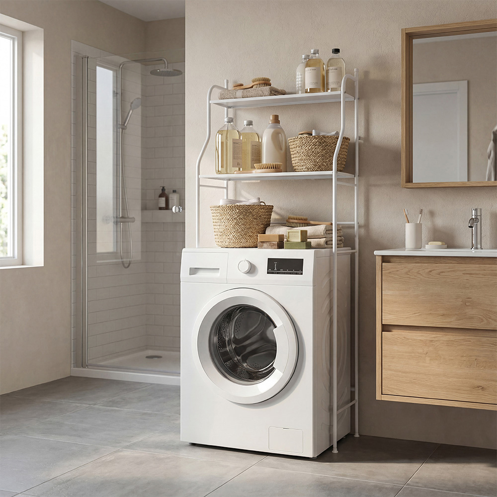 Living and Home 2 Shelf White Over-Washing Machine Storage Rack Image 7