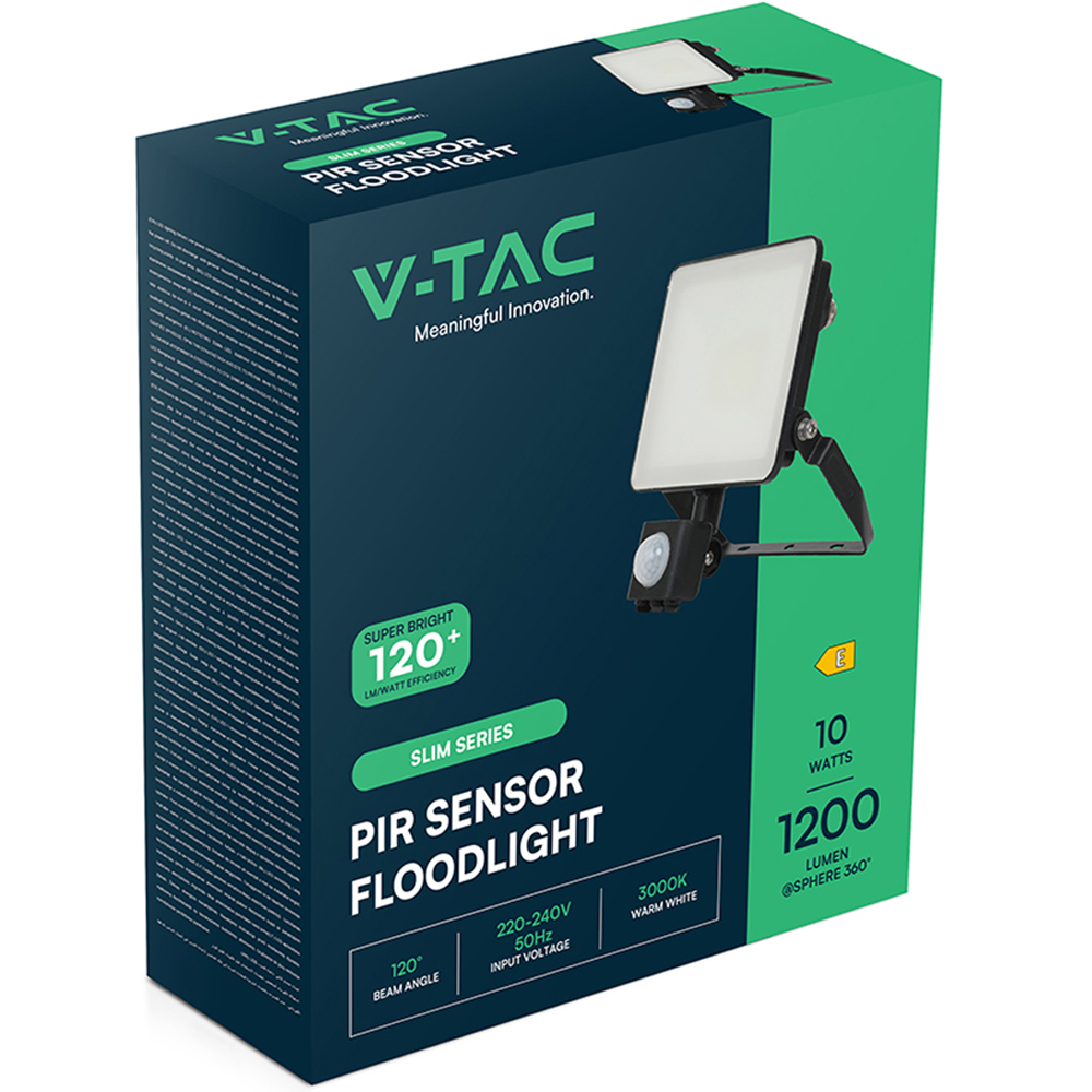 V-TAC 10W 1200 Lumens Cool White LED Floodlight with PIR Sensor Image 4