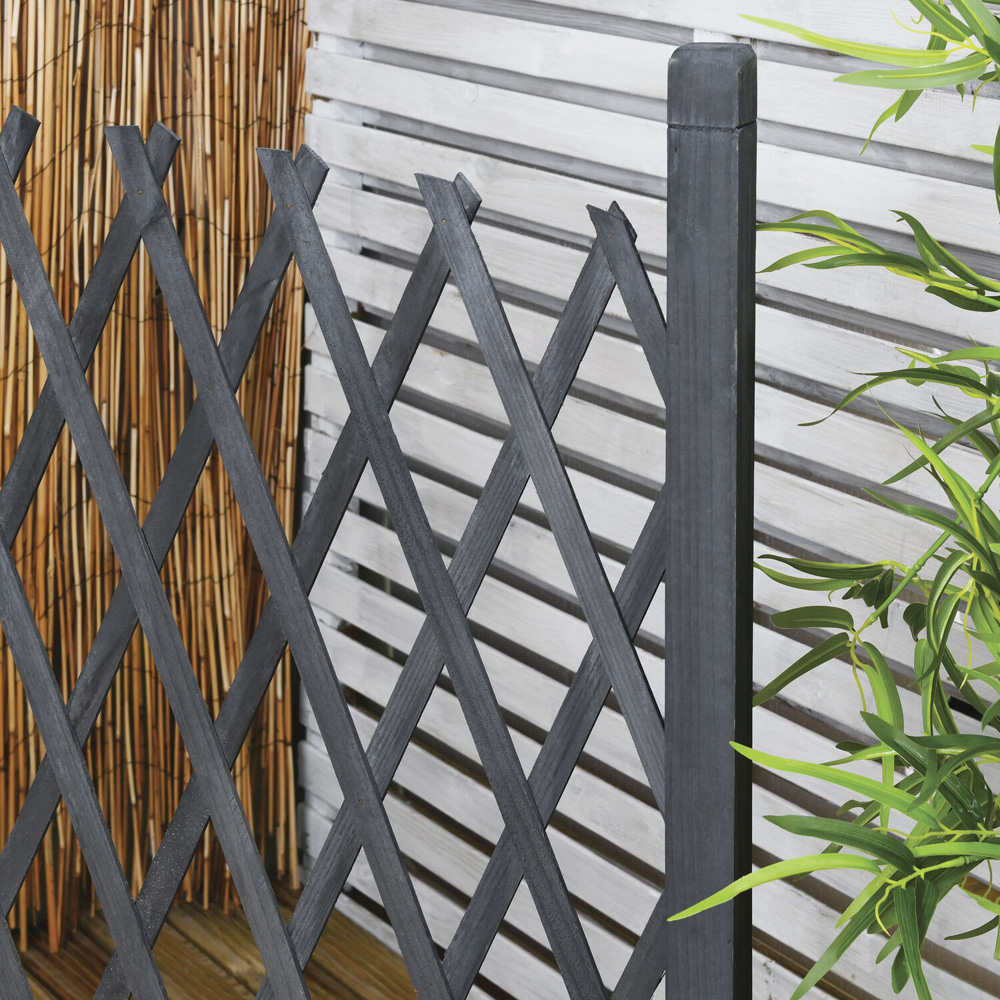 Expanding Wooden Trellis Fence Putty Grey Image 5