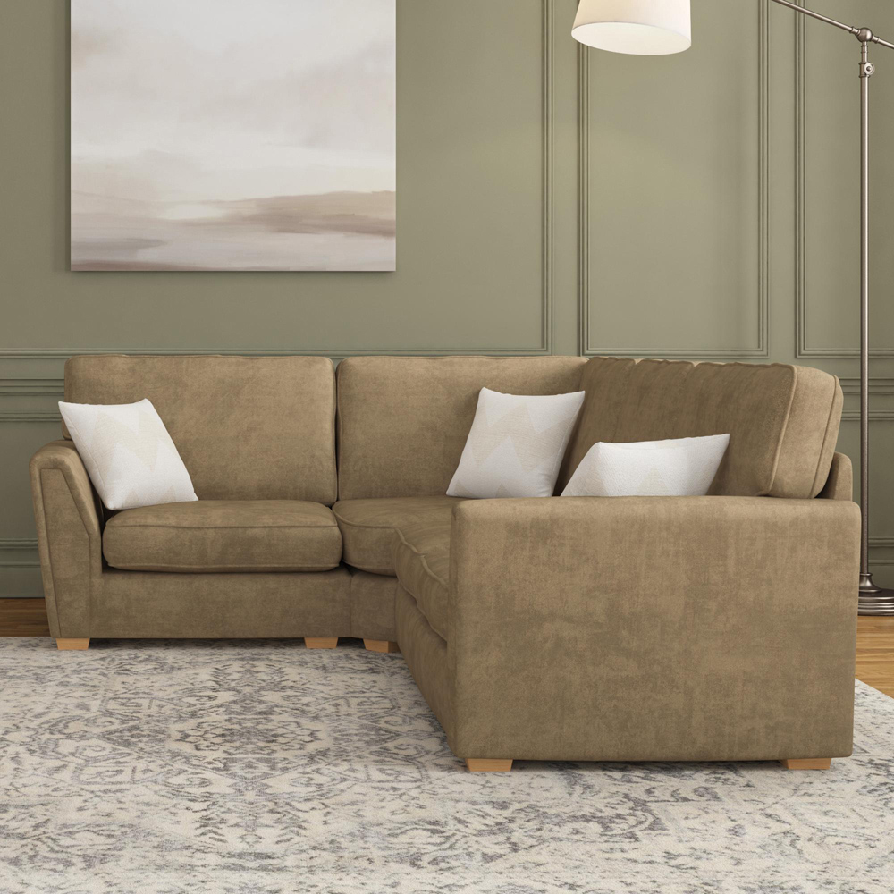 Wendleberry 3 Seater Mink Plush Velvet Fixed Back Left Hand Corner Sofa Image 5