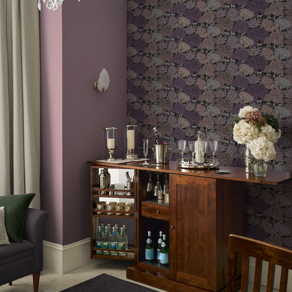 Laura Ashley Garwood Grove Violet Grey Wallpaper Image 3