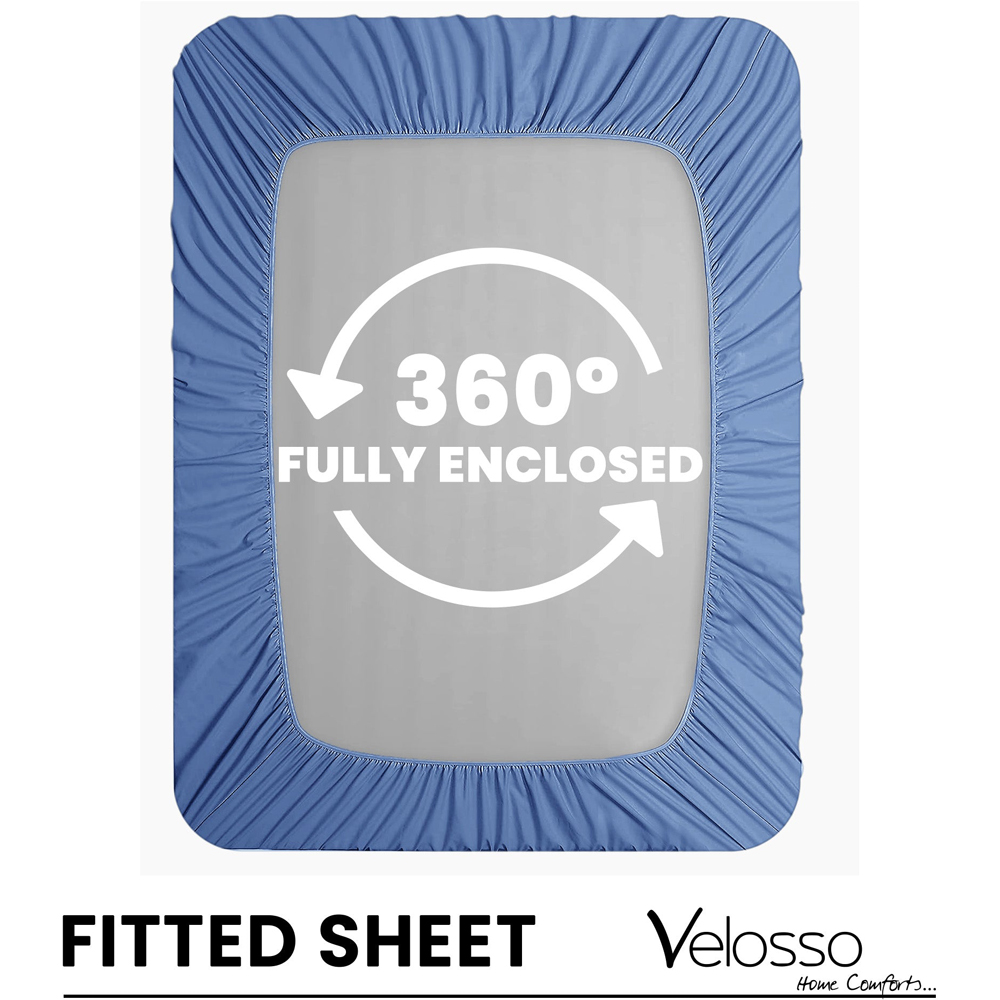 Velosso Microfibre Double French Blue Fitted Sheet Image 3