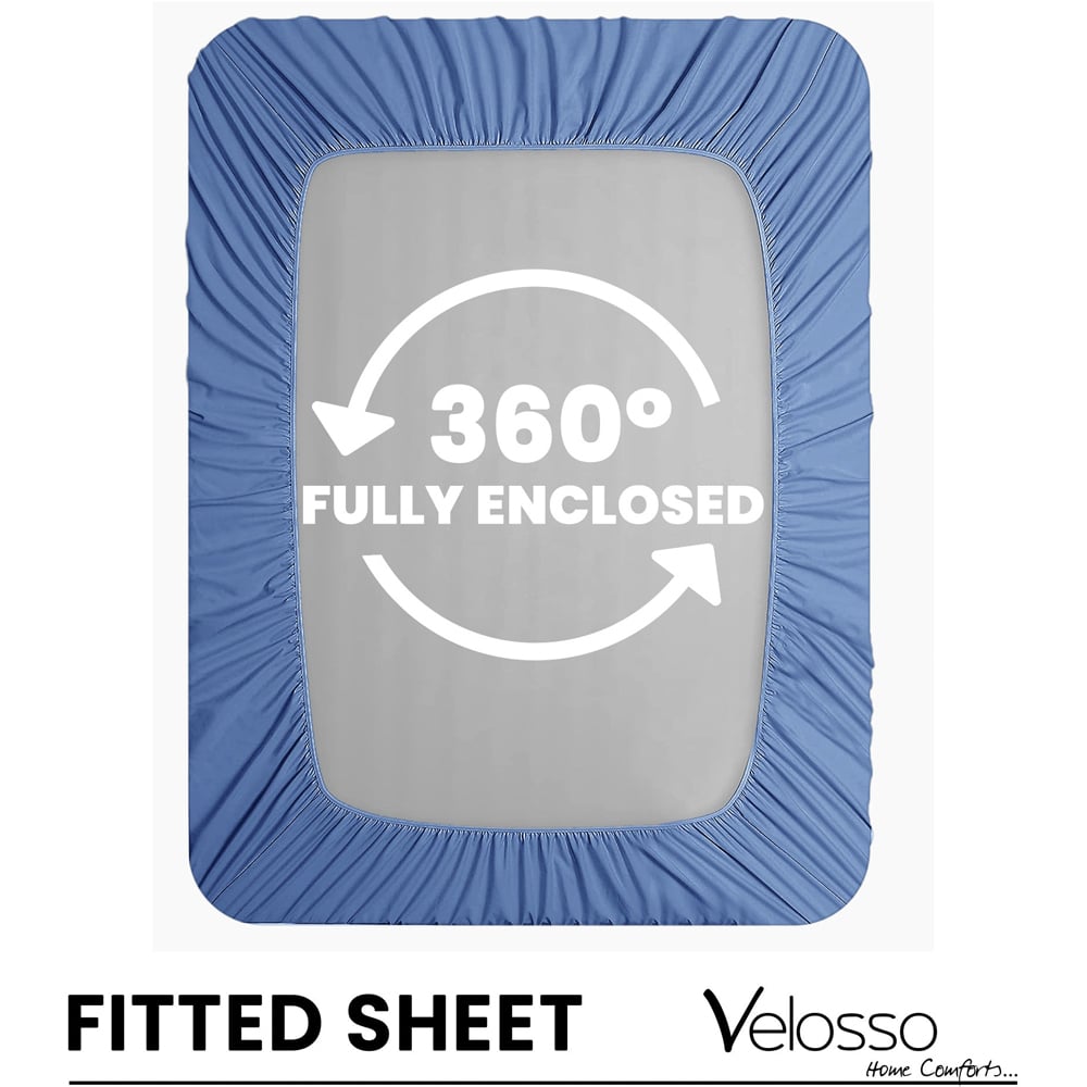 Velosso Microfibre Single French Blue Fitted Sheet Image 3