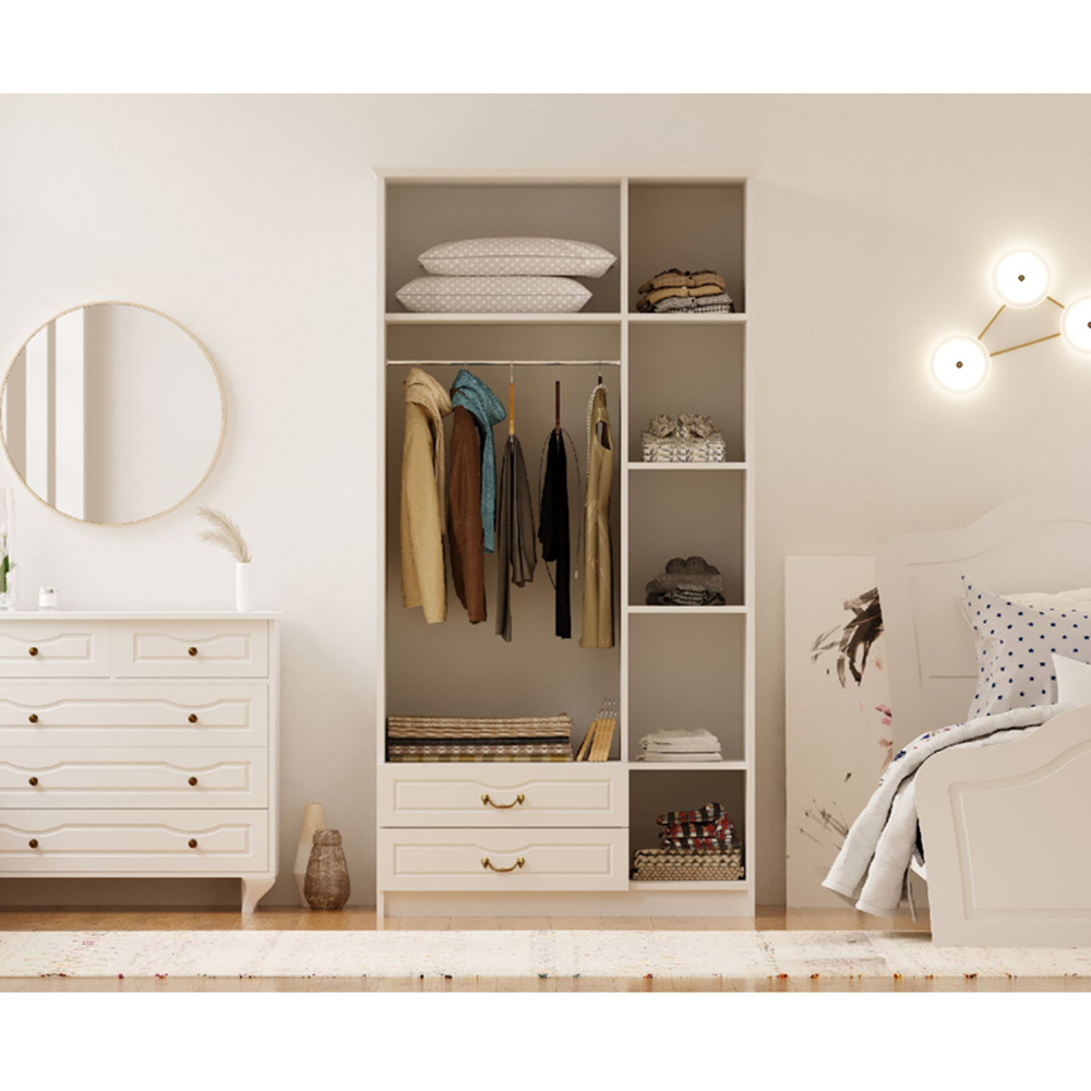 Evu ANNE 3 Doors 2 Drawers White Mirrored Wardrobe Image 4