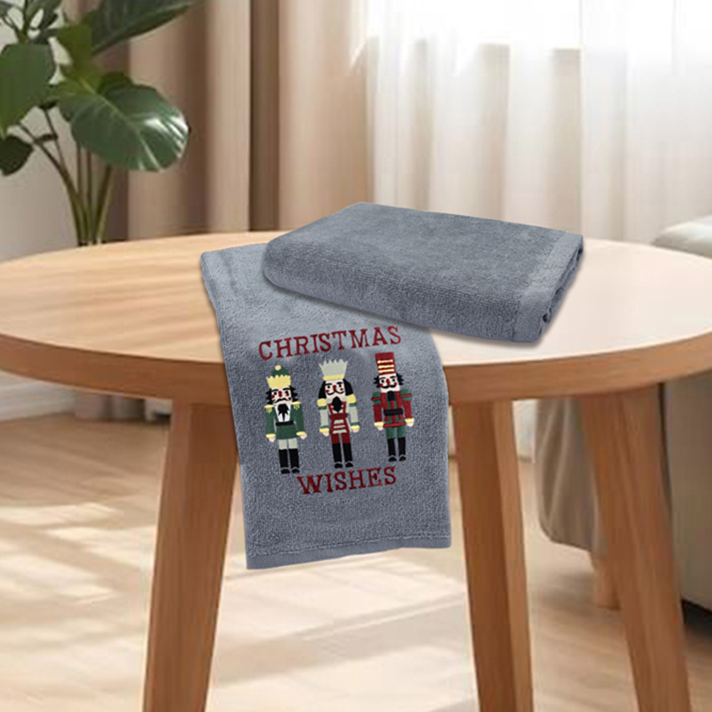 Noel Square Nutcracker Grey Hand Towel 2 Pack Image 2