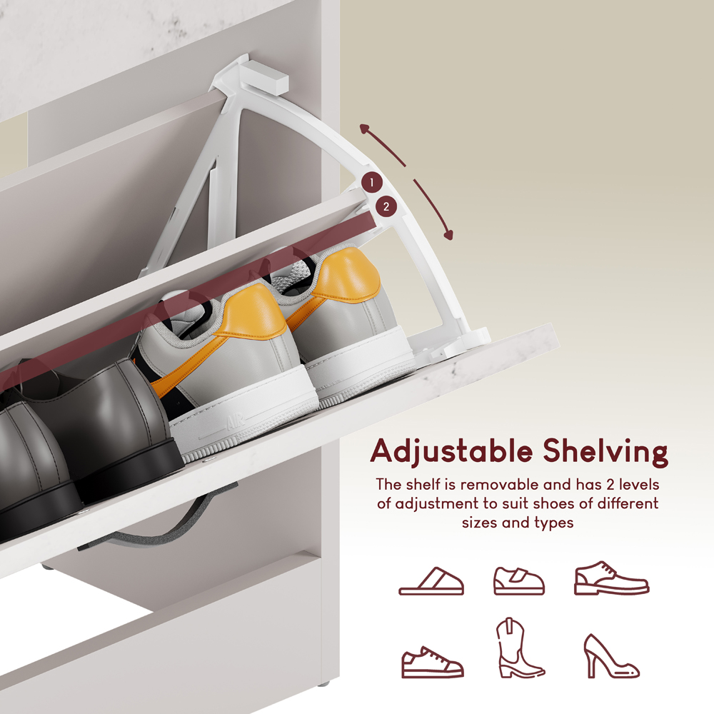 Vida Designs 3 Drawer White Marble Shoe Cabinet Image 7