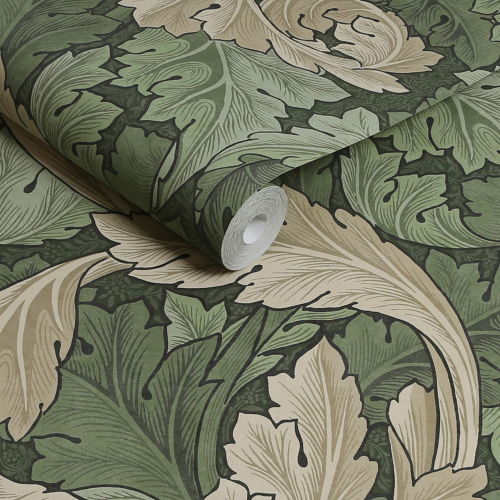 William Morris At Home Acanthus Green Wallpaper Image 2