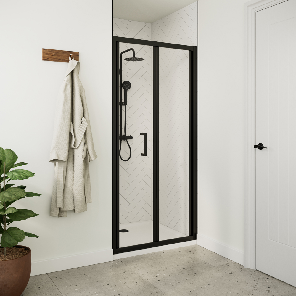 Bathstore Atlantis Black Toughened Safety Glass Bi-Fold Door 760mm Image 2