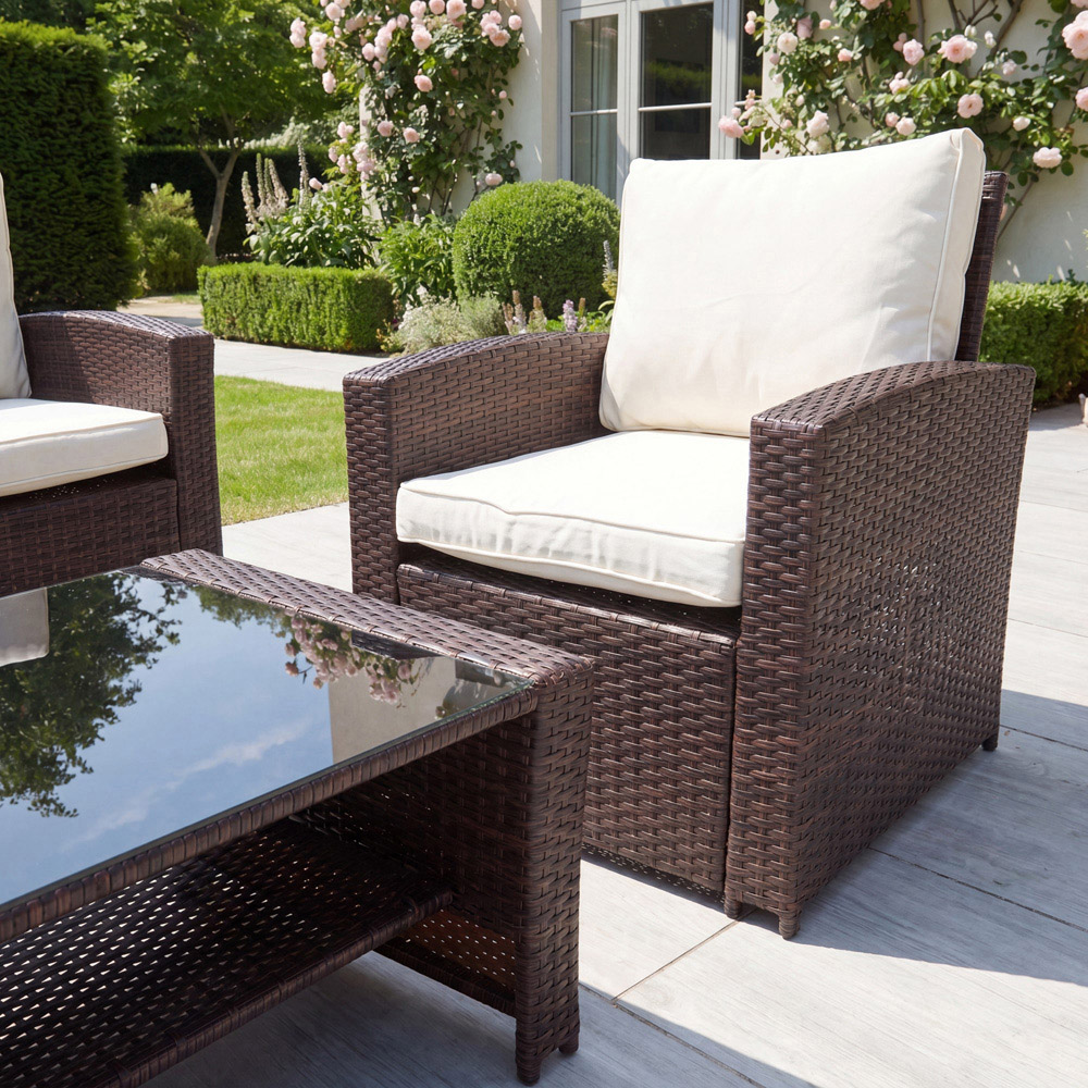 Artemis Home Pallini 4 Seater Brown and Cream Rattan Patio Set Image 5