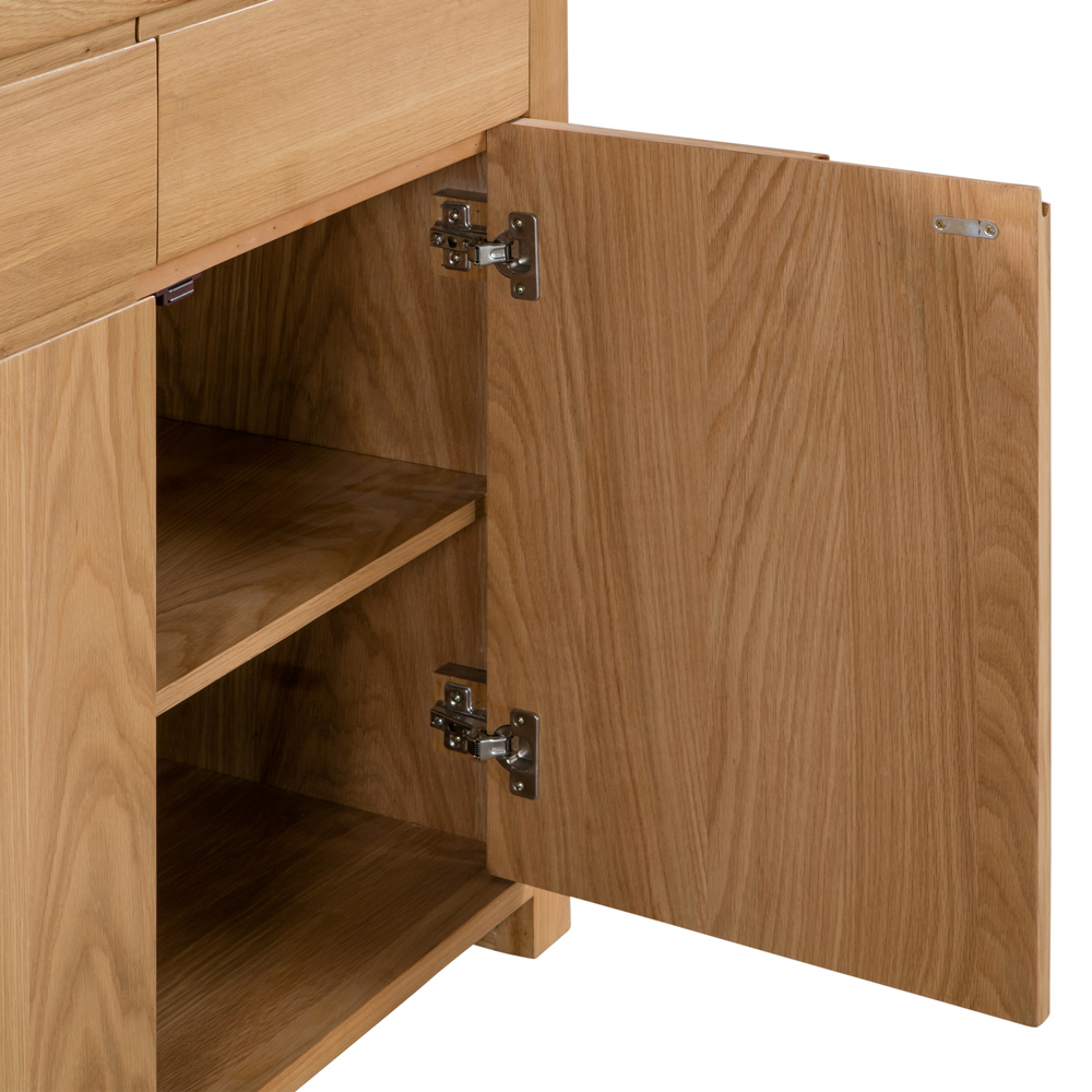 Julian Bowen Curve 3 Drawer 3 Door Oak Sideboard Image 6