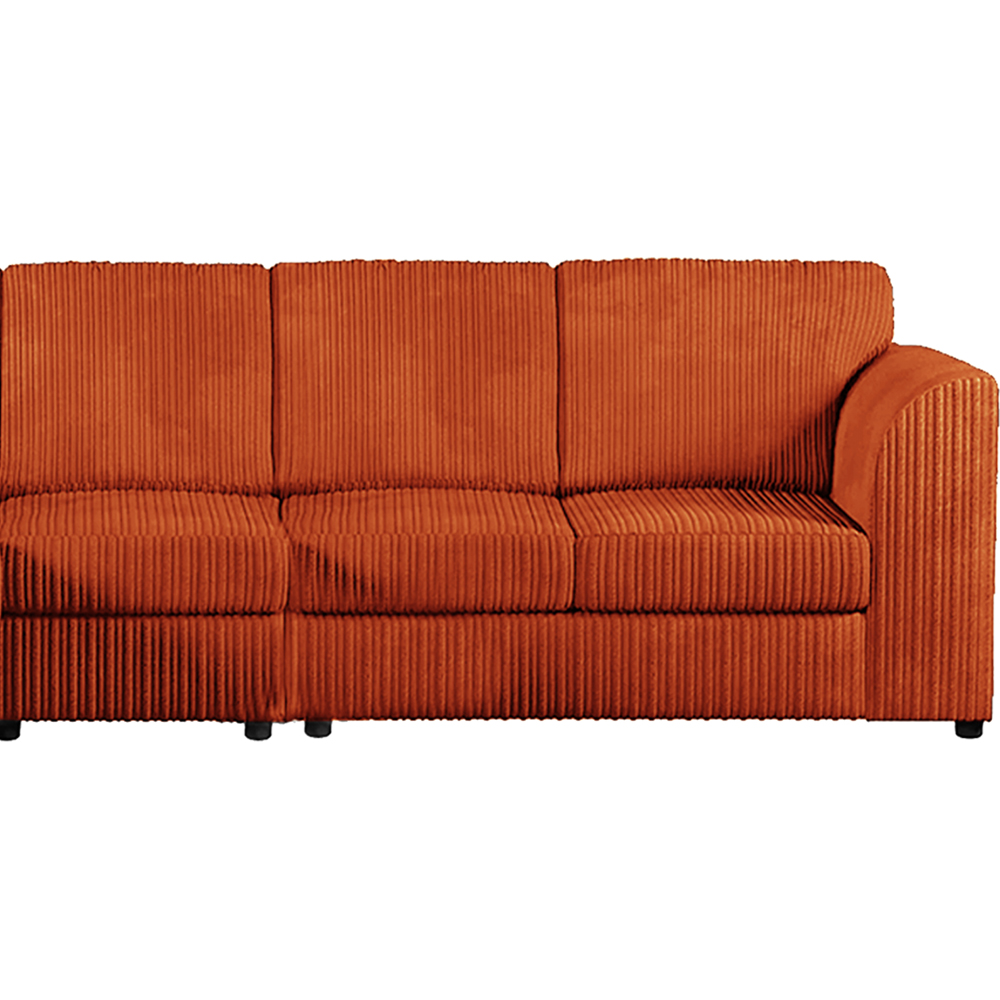 Luxor 4 Seater Orange Jumbo Cord Left Hand Facing Full Back L Shaped Corner Sofa Set Image 4