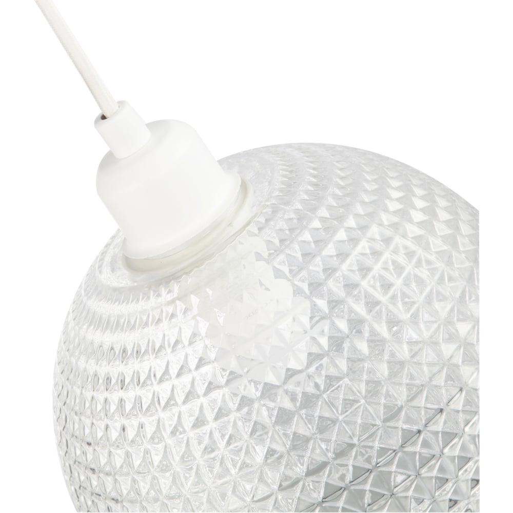 Happy Homewares Spherical Clear Glass Square Diamond Ridges Pendant Shade Image 5