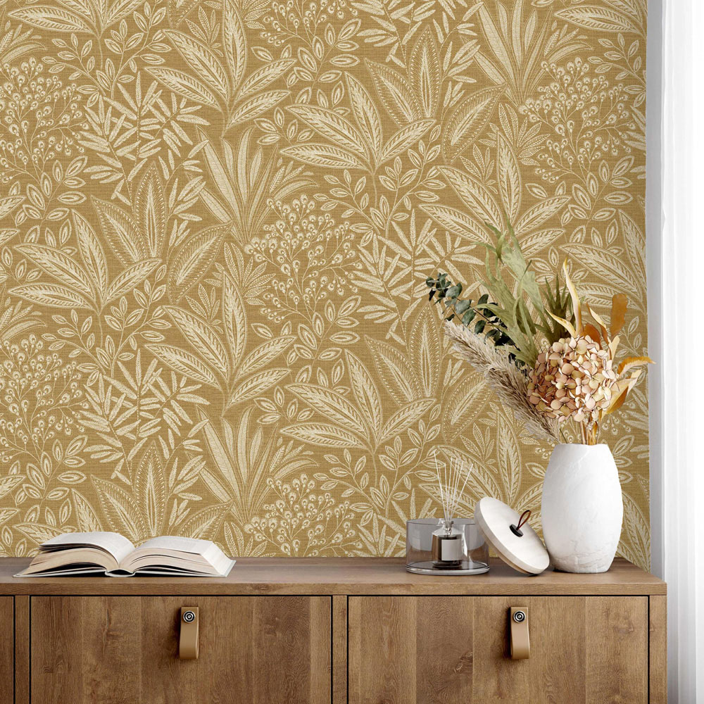 Crown Sahara Leaf Ochre Wallpaper Image 6