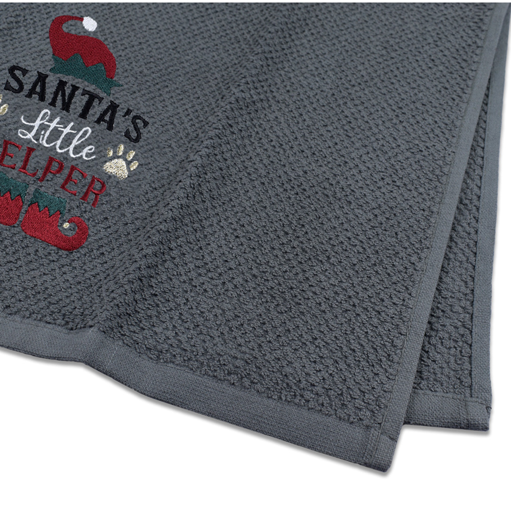 Noel Square Santas Helper Grey Tea Towel 3 Pack Image 5