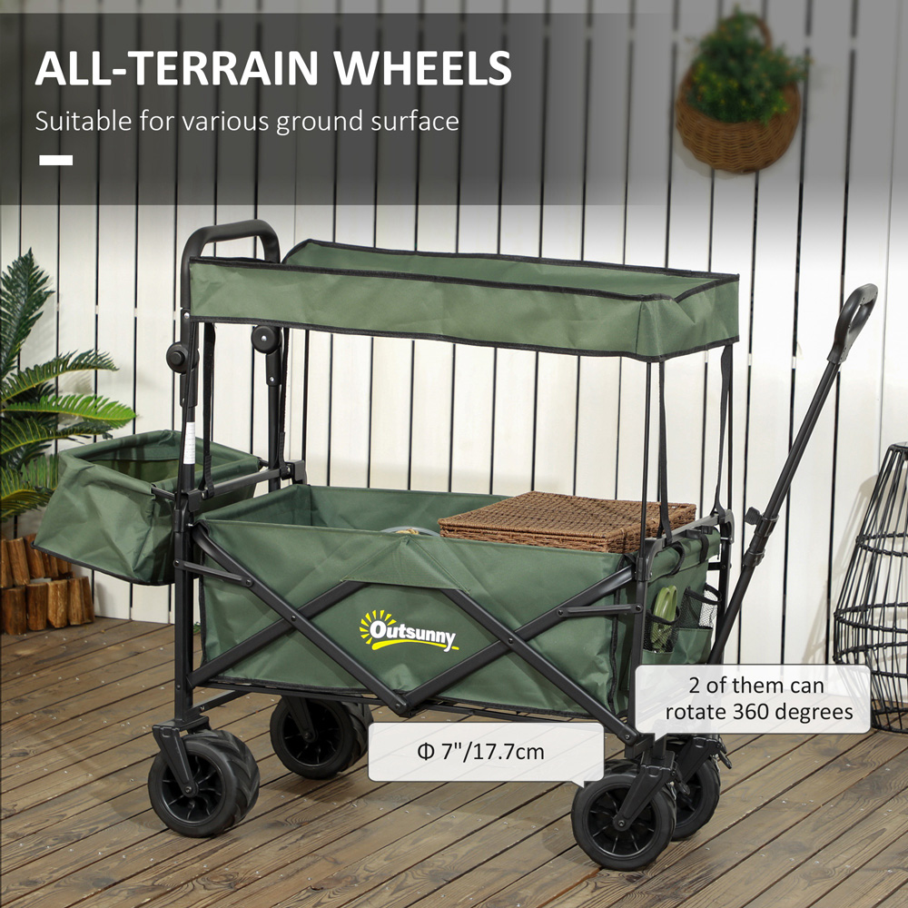 Outsunny Green Folding Beach Trolley Cart Image 6