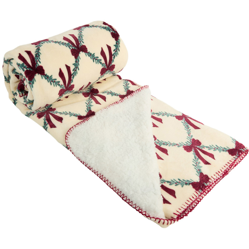 Christmas Trellis Bows Sherpa Throw Image 6