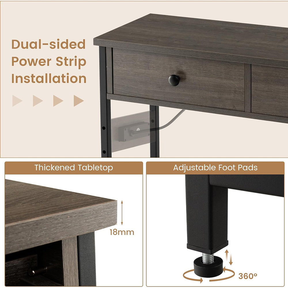 Costway Grey Entryway Narrow Console Table Image 7