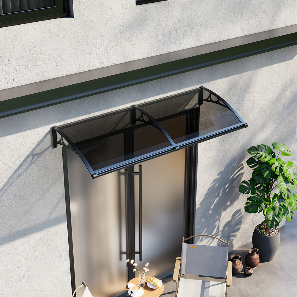 Living and Home Dark Grey Curved Door and Window Canopy 2.0 x 0.8m Image 7