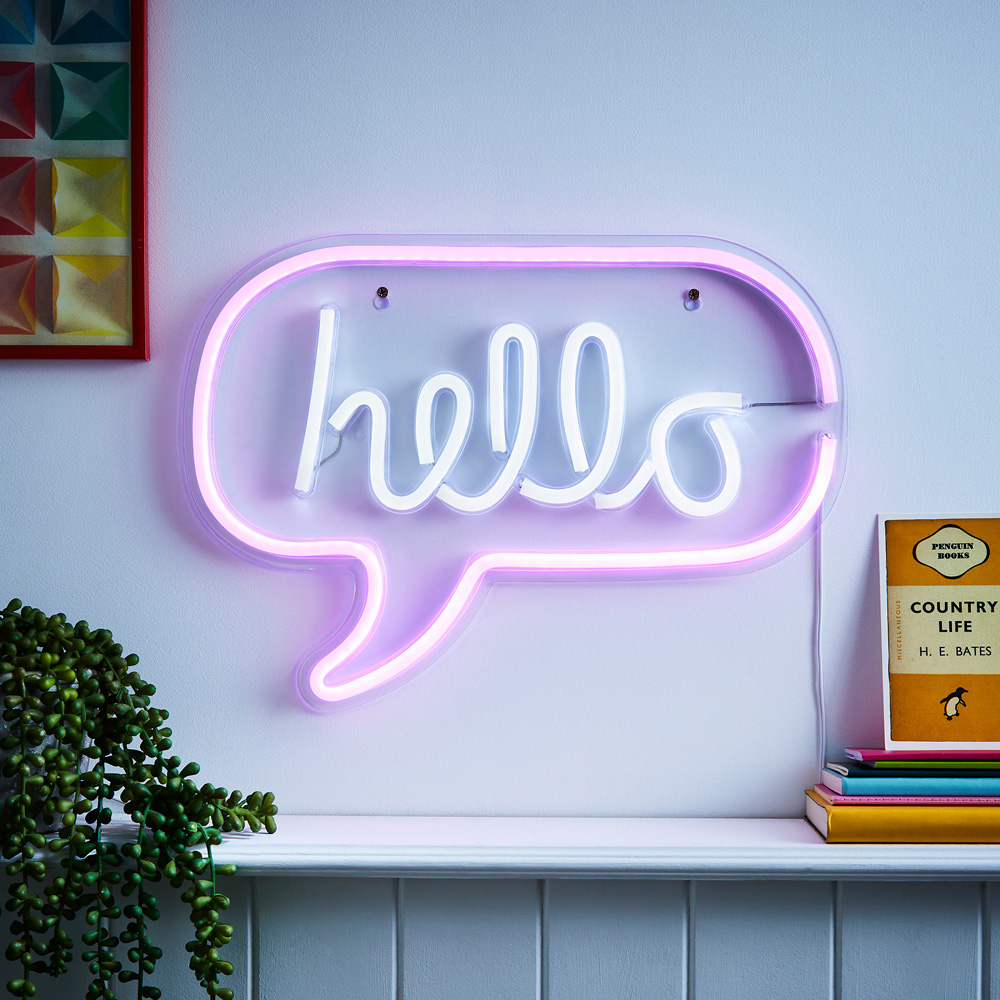 Glow Hello Bubble Light Pink Neon LED Wall Light Image 6