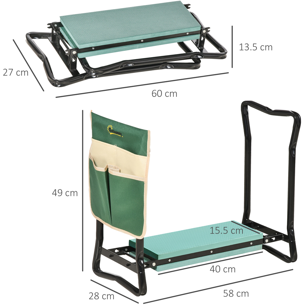 Outsunny 2-in-1 Green Foam Pad Foldable Garden Bench and Kneeling Pad with Tool Bag Image 8