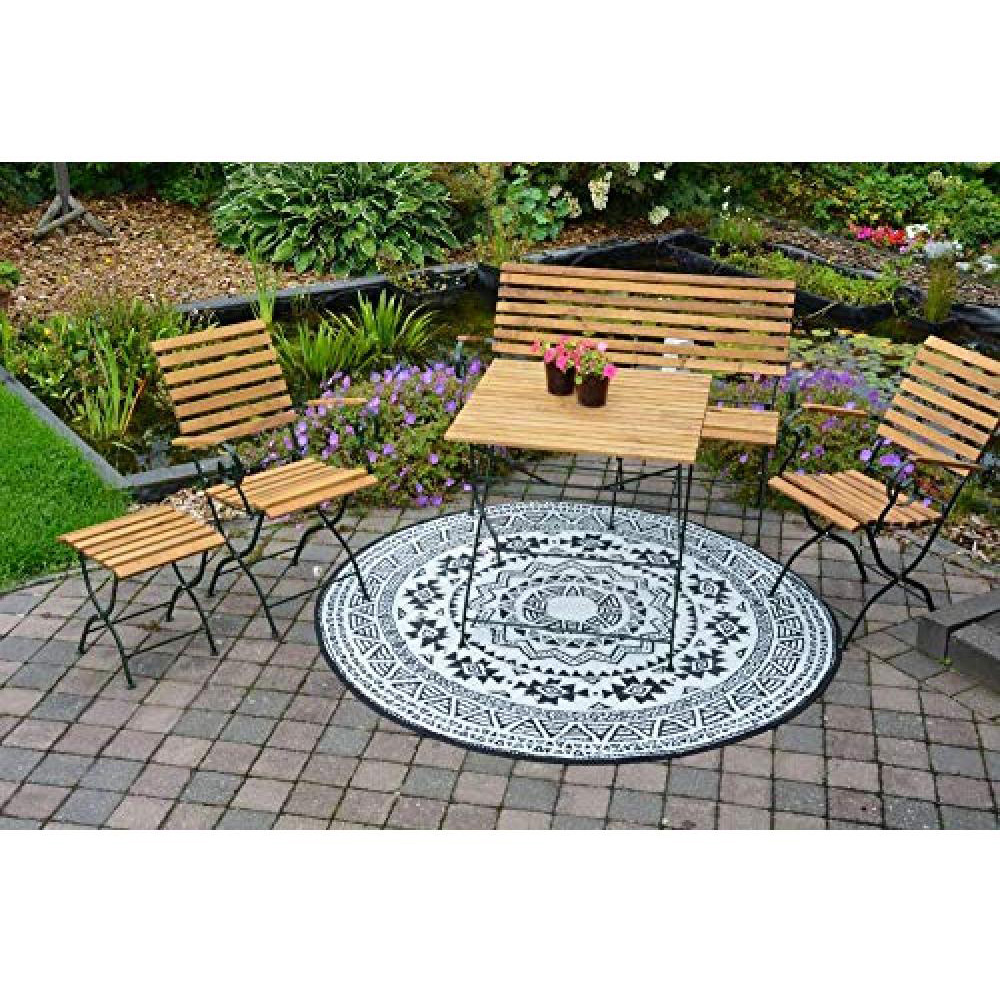 Fallen Fruits Black and White Round Decorative Outdoor Carpet 171.4cm Image 3