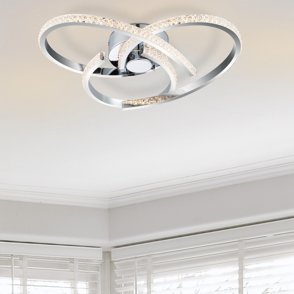 Cosylyte Moora 3 Light Chrome Curved Beaded LED Ceiling Light Image 2