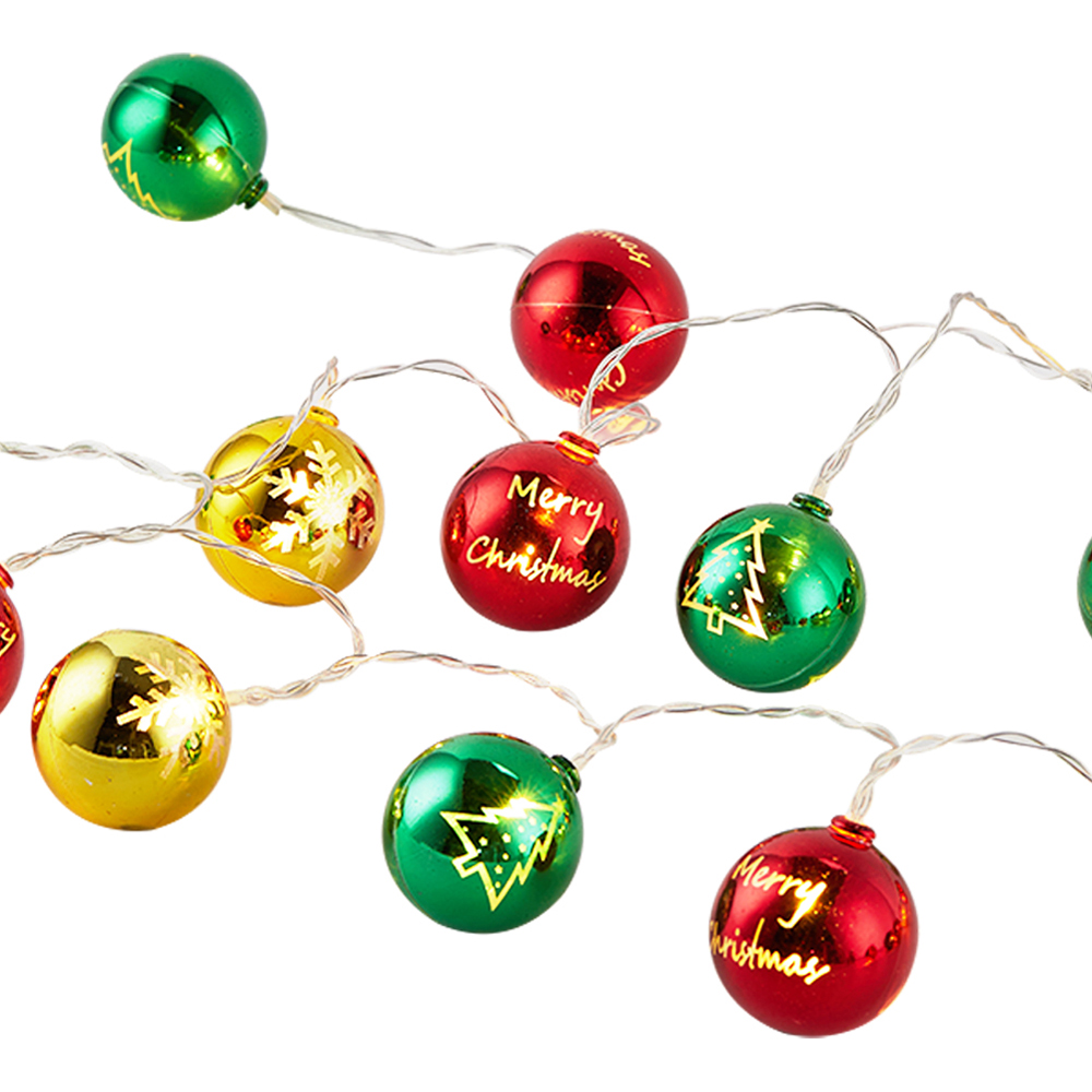 Living and Home 20 Multicoloured LED Christmas Shiny Bauble String Light Image 3